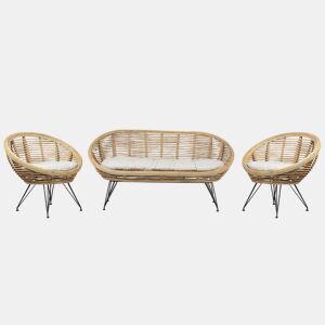 Conjunto de sofás de jardim 4 lugares MARATEA Rattan Natural