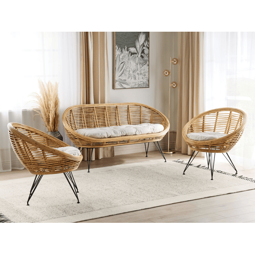 Conjunto de sofás de jardim 4 lugares MARATEA Rattan Natural
