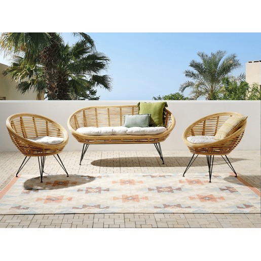 Conjunto de sofás de jardim 4 lugares MARATEA Rattan Natural