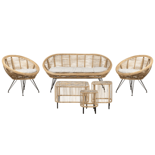 Conjunto de jardim com mesa 4 lugares MARATEACESENATICO Rattan Natural
