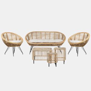 Conjunto de jardim com mesa 4 lugares MARATEACESENATICO Rattan Natural