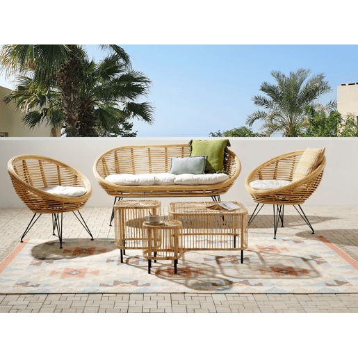 Conjunto de jardim com mesa 4 lugares MARATEACESENATICO Rattan Natural