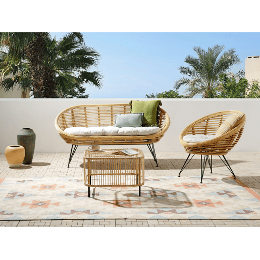 Conjunto de jardim com mesa 3 lugares MARATEACESENATICO Rattan Natural
