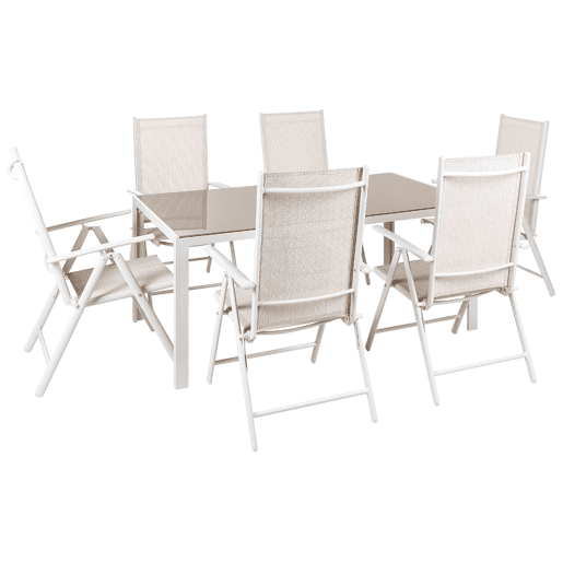 Conjunto de refeições de jardim 6 lugares CATANIA Metal Creme