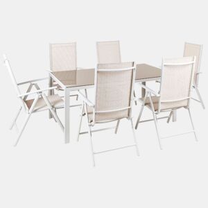 Conjunto de refeições de jardim 6 lugares CATANIA Metal Creme