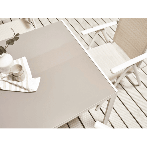Conjunto de refeições de jardim 6 lugares CATANIA Metal Creme