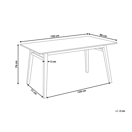 Mesa de jantar VARLEY Freixo natural 150 cm 90 cm