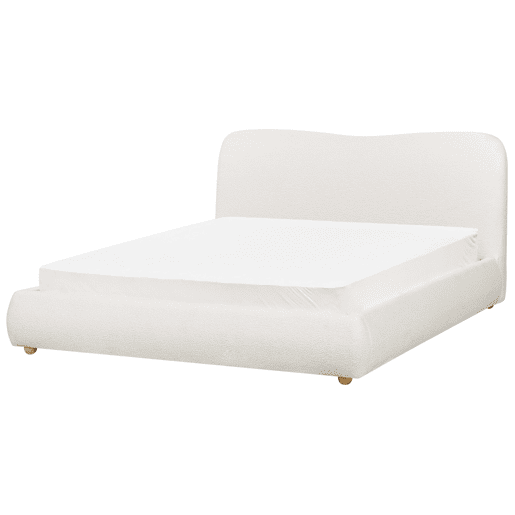 Cama baú Bouclé BLAGNAC 160 x 200 cm Branco creme