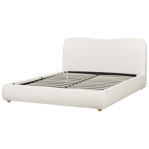 Cama baú Bouclé BLAGNAC 160 x 200 cm Branco creme