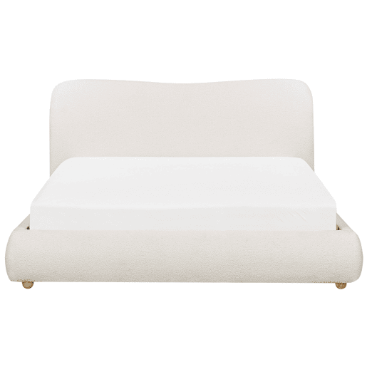 Cama baú Bouclé BLAGNAC 160 x 200 cm Branco creme