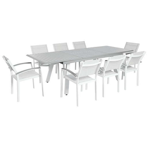 Conjunto de refeições de jardim 8 lugares PERETA Metal Cinzento