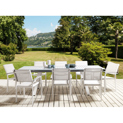 Conjunto de refeições de jardim 8 lugares PERETA Metal Cinzento