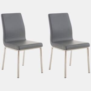 Set de 2 sillas de comedor Colmar Simil cuero Gris 50X40X88 cm