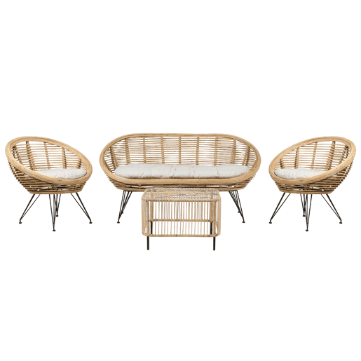 Conjunto de jardim com mesa 4 lugares MARATEACESENATICO Rattan Natural