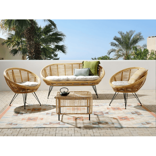 Conjunto de jardim com mesa 4 lugares MARATEACESENATICO Rattan Natural