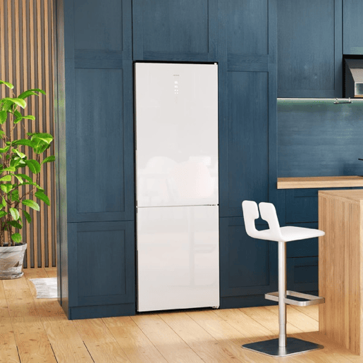 Cecotec Frigorífico Combi White Glass com capacidade de 322 l, 185 cm de altura e 60 cm de largura, Motor Inverter Plus, classe D, com sistema Multi Air Flow, Total No Frost e 2 gavetas para produtos frescos, adaptável a todas as suas necessidades.