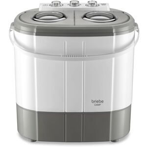 Briebe WM1140 Mini Máquina de Lavar Roupa Portátil com Centrifugadora, Ideal para Campismo, 3Kg, 2 Compartimentos, 190 , Cinza branco