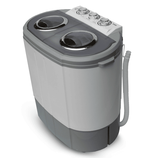 Briebe WM1140 Mini Máquina de Lavar Roupa Portátil com Centrifugadora, Ideal para Campismo, 3Kg, 2 Compartimentos, 190 , Cinza branco