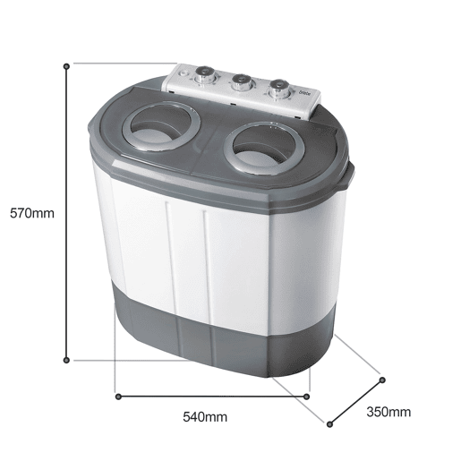 Briebe WM1140 Mini Máquina de Lavar Roupa Portátil com Centrifugadora, Ideal para Campismo, 3Kg, 2 Compartimentos, 190 , Cinza branco
