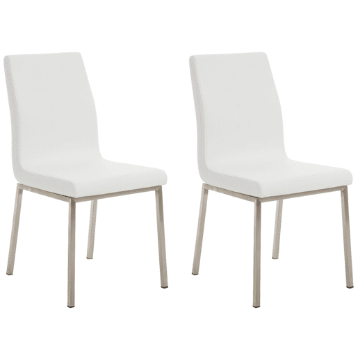 Set de 2 sillas de comedor Colmar Simil cuero Blanco 50X40X88 cm