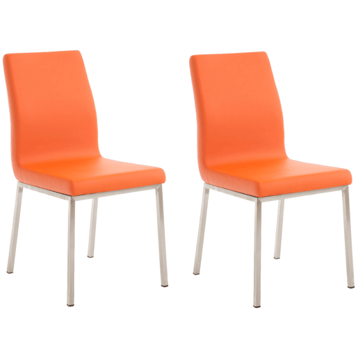 Set de 2 sillas de comedor Colmar Simil cuero Naranja 50X40X88 cm