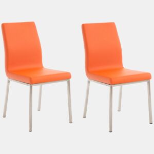 Set de 2 sillas de comedor Colmar Simil cuero Naranja 50X40X88 cm