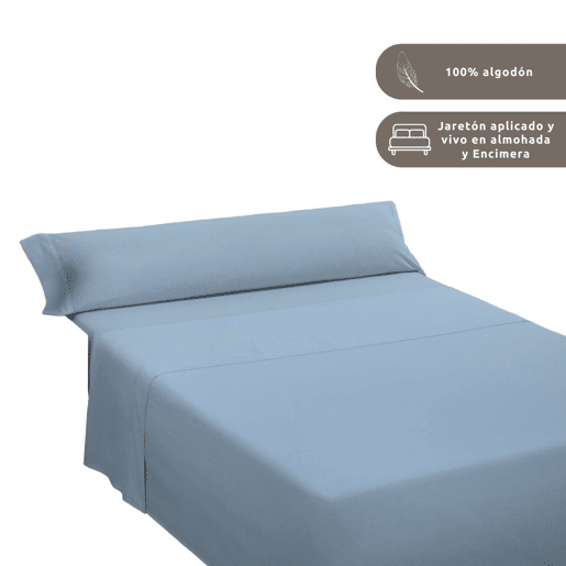 Conjunto de lençóis lisos 100% algodão azul para cama de 90cm Donegal Collections