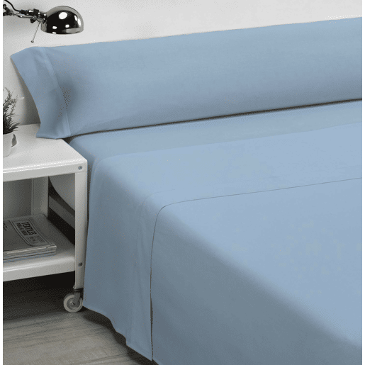 Conjunto de lençóis lisos 100% algodão azul para cama de 135cm Donegal Collections