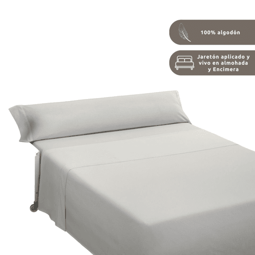 Conjunto de lençóis lisos 100% algodão bege para cama de 105cm Donegal Collections