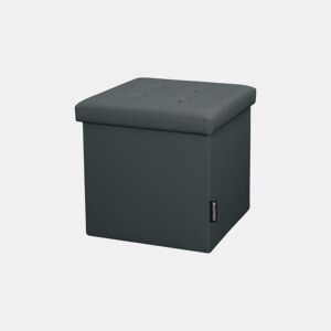Tamborete Armazenagem 38x38x38. Baúl Alcochoado e dobrável na Cor Cinza 38x38x38 HAPPERS