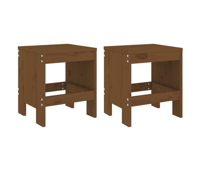 Taburetes de jardin 2 unidades madera pino marrón miel 40x36x45 cm