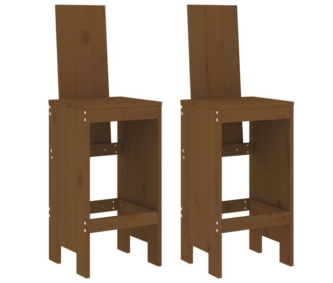 Taburetes de cocina 2 unidades madera pino marrón miel 40x42x120 cm