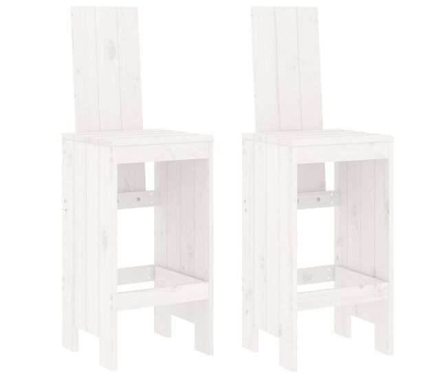 Taburetes de cocina 2 unidades madera maciza pino blanco 40x42x120cm
