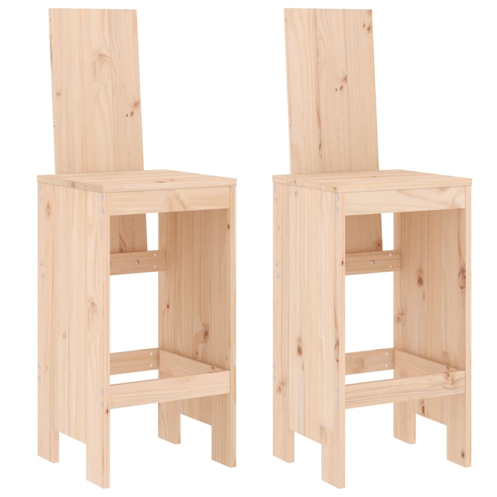 Taburetes altos de cocina 2 unidades madera maciza pino 40x42x120 cm
