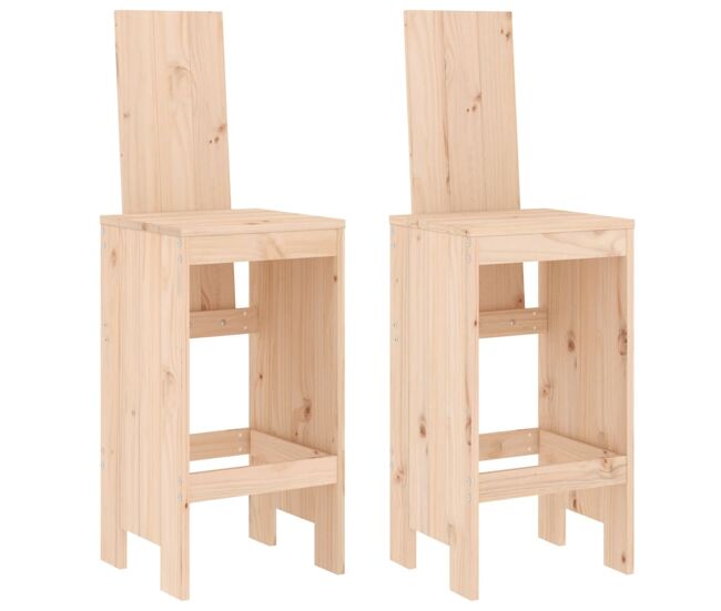 Taburetes altos de cocina 2 unidades madera maciza pino 40x42x120 cm