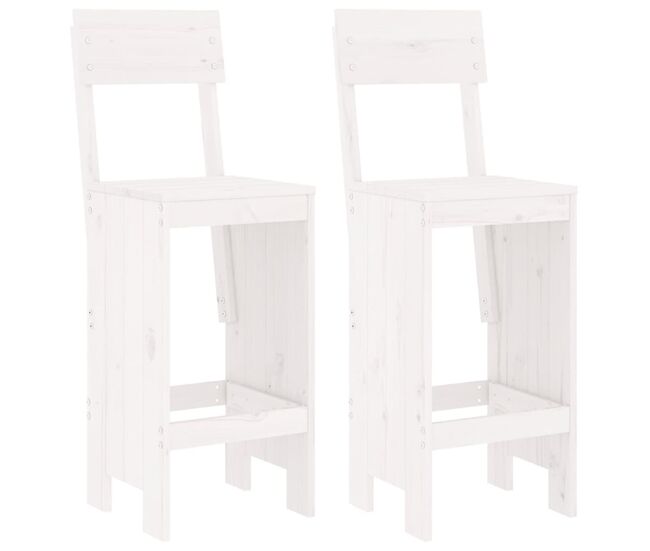 Taburetes de cocina 2 unidades madera pino blanco 40x48,5x115,5 cm