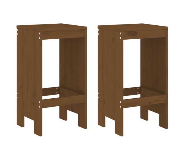Taburetes de cocina 2 unidades madera pino marrón miel 40x36x75 cm