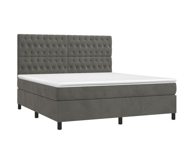 Cama box spring LED terciopelo - Diseño de botones 180x200