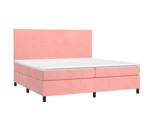 Cama box spring LED terciopelo - Diseño plano 200x200
