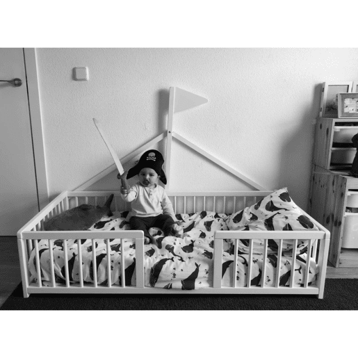 Cama tepee Apache Wonderland Montessori 140x70 em madeira de faia e cor natural + colchão higiénico Ternum
