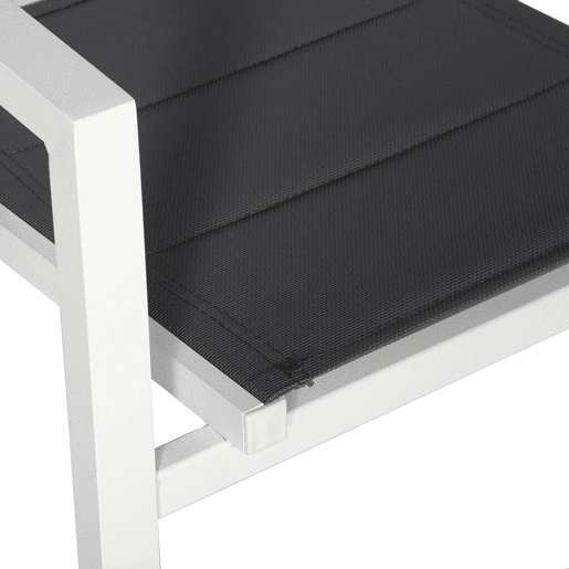 Juego de 8 sillas tapizadas de aluminio blanco - textileno gris