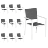 Juego de 10 sillas tapizadas de aluminio blanco - textileno gris