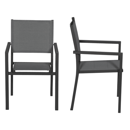 Juego de 6 sillas tapizadas de aluminio antracita - textileno gris