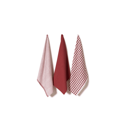 PacK de 3 Toalhas de Cozinha 100% Algodão Rojo 50x70cm Coleções Donegal