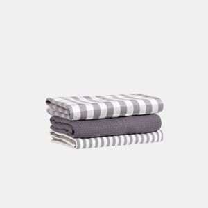 PacK de 3 Toalhas de Cozinha 100% Algodão Cinza 50x70cm Coleções Donegal