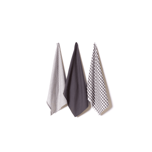 PacK de 3 Toalhas de Cozinha 100% Algodão Cinza 50x70cm Coleções Donegal
