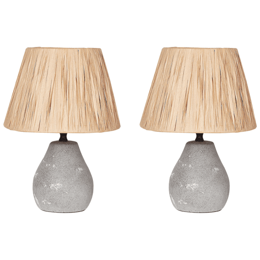 Conjunto de 2 candeeiros de mesa ARWADITO Cerâmica Cinzento