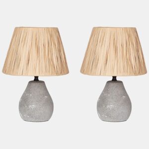 Conjunto de 2 candeeiros de mesa ARWADITO Cerâmica Cinzento