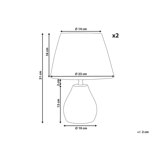 Conjunto de 2 candeeiros de mesa ARWADITO Cerâmica Cinzento