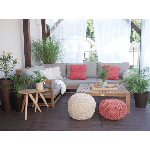Conjunto de 2 almofadas decorativas YORTAN Algodão 45 x 45 cm Creme claro Padrão geométrico